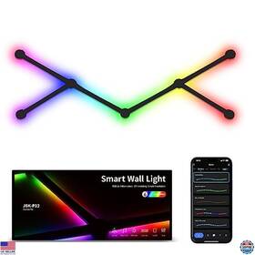 Visit The Kobaiban Store Jsk-p22-black-6 Wifi Rgb Led Wall Light Bars 16m Colors Music Sync Diy Home Decor Black