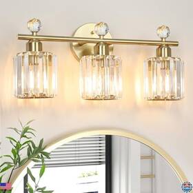 Ab122 Visit The Kunruitai Store 3-light Gold Bathroom Vanity Light Fixture With K9 Crystal And Stainless Steel