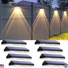 2301-8pk-cc Visit The Lianglome Store Solar Fence Lights 3 Modes 2700/4000/6000k Waterproof Led Outdoor 8 Pack