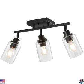 2503sp-3-bk Visit The Lousace Store 3-light Kitchen Track Lighting Fixture Rotatable Heads Clear Glass Shade