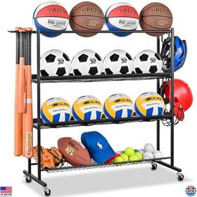 M531b Visit The Mythinglogic Store Basketball Rack With Ball Storage And Bat Holder Rolling Design For All Balls