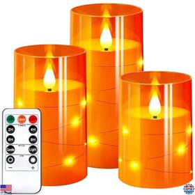 Wylzd-003 Visit The Nurada Store Flameless Candles With Remote And Timers 3d Wick Led Flickering 3 Pack Orange