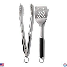 11320200 Visit The Oxo Store Grilling Tools Set - Tongs And Turner Non-slip Handle Black Bbq Accessories