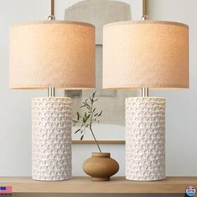 Str-dl-0005 Visit The Partphoner Store White 23 Inch Modern Ceramic Table Lamp Set Of 2 Rustic Farmhouse Nightstand Lamps