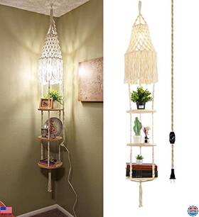 Qiyizm-pl-001 Visit The Qiyizm Store Boho Pendant Light With Dimmable Switch Macrame Shade Indoor Decor Lamp