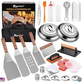 A132-b01 Visit The Romanticist Store 132pc Heavy-duty Stainless Steel Griddle Accessories - Hibachi Kit