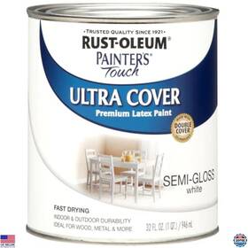 1993502 Visit The Rust-oleum Store Multi-purpose Brush-on Paint 1 Quart Semi-gloss White For Home And Craft Projects