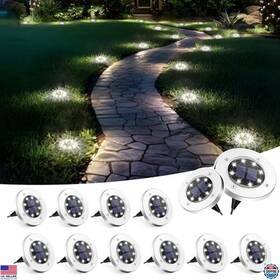 8627 Visit The Solpex Store 12 Pack Solar Ground Lights Waterproof Outdoor Garden Pathway Landscape