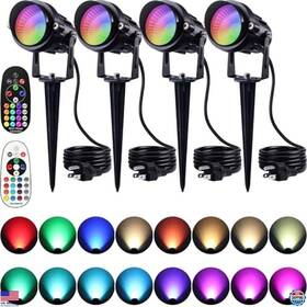 Chrs-12-04 Visit The Sunvie Store Rgb Outdoor Led Spotlights 12w Color Changing Lights With Remote 4 Pack