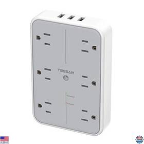 Ts-wm106 Visit The Tessan Store Multi Outlet Extender Surge Protector 6 Ac Outlets And 3 Usb Charging Ports
