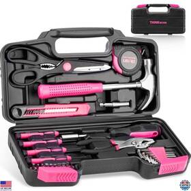 W6223 Visit The Thinkwork Store 40-piece Pink Tool Set With Toolbox - Diy Hand Tools For Home Office Garage