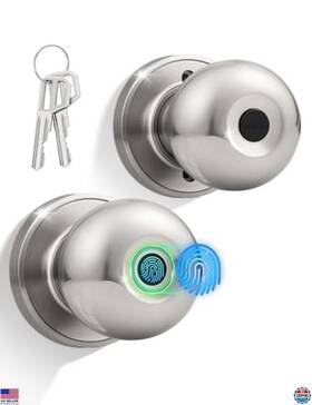 Dle903 Visit The Tinewa Store Fingerprint Smart Door Knob Biometric Lock With App Control Satin Nickel