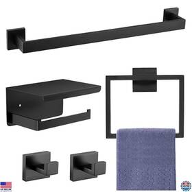 B0fdfdhs4d Visit The Tupello Store Matte Black Bathroom Accessories Set 5-piece Stainless Steel Hardware 16 Inch Bar