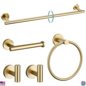 B0d5y8gtyh Visit The Turs Store Brushed Gold 5-piece Bathroom Hardware Set 24 Inch Towel Bar Wall Mounted