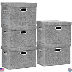 100201 Visit The Tyeers Store Large Collapsible Storage Bins With Lids Washable Fabric 5 Pack Gray