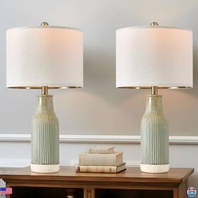 Ym-amz-t1093lg Visit The Usumkky Store Set Of 2 Modern Green Ceramic Table Lamps For Living Room And Bedroom Nightstand