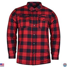 Hmm1504 Visit The Vance Leather Store Mens Checkered Flannel Biker Shirt With Waterproof Pockets And Armor Reinforced