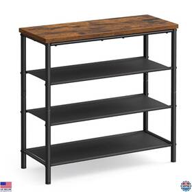 Ulbs035b01 Visit The Vasagle Store 4-tier Shoe Rack Organizer Holds 9-12 Pairs Steel Frame Rustic Brown/black