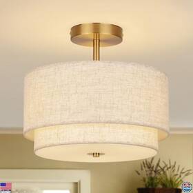 Cl-0020 Visit The Vexagyle Store Gold Semi Flush Mount Ceiling Light 12.6ftft Modern Drum Fixture For Home