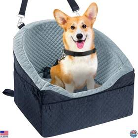 20240809 Visit The Vivifying Store Dog Car Seat For Small/medium Pets Washable Booster With Safety Belt Gray