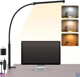 Shtd002 Visit The Voncerus Store Led Clip-on Desk Lamp Eye-caring 3 Modes 10 Brightness Gooseneck Usb Black