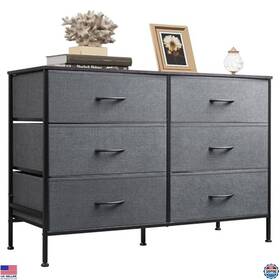 Asng058hh Visit The Wlive Store 6-drawer Fabric Dresser With Metal Frame And Wooden Top For Bedroom Or Living Room