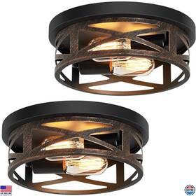 D0908 Visit The Zhu Yan Store 2 Pack Flush Mount Ceiling Light Farmhouse Industrial Lighting Fixtures E26