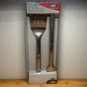 6305 Weber 077924018275 2-piece Basic Tool Set Spatula And Locking Tongs For Grill New