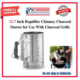 Weber 077924073939 12.7 Inch Rapidfire Chimney Charcoal Starter For Use With Grills