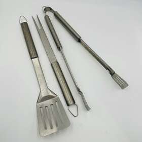 6420 Weber 077924074806 3 Piece Stainless Steel Barbecue Tool Set Tong Fork Turner Spatula