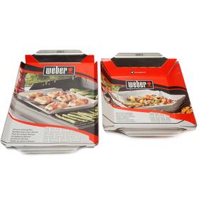 Weber 077924074899 Grill Pans Set Of 2 Deluxe Grilling Pan And Basket New