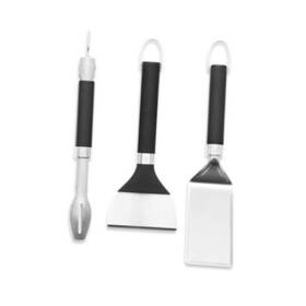Weber 077924990199 Portable Griddle Tool Set Compact Stainless Steel Spatula Tongs &