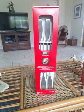 6437 Weber Style Grilling 4 Piece Stainless Steel Skewer Set #6437 Unopened Box