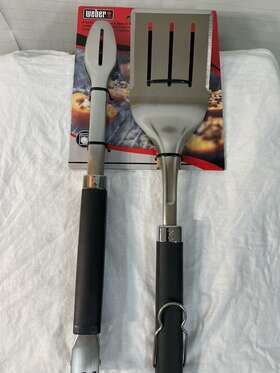 6771 Weber Precision Tongs And Spatula Grilling Tool Set - Stainless Steel