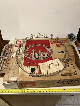 Cr-39 Weber Ct-38 Vintage Grill Corn N Tator Rack With Original Box And Rails