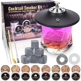 Weibutech 711181428544 Electric Whiskey Smoker Kit Old Fashioned With 8 Wood Chip Cocktail