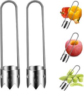 7754474775 Wesndne Red Bell Pepper Seed Corer Stainless Steel Fruit Vegetable Quick Silver