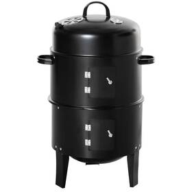 Uk72551 Wildaven 3-in-1 16 Inch Round Charcoal Barbecue Grill In Black With 2 Cooking Area And For