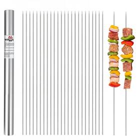 Willbbq Wb-yq-01 100pcs 13 Inch Round Stainless Steel Bbq Skewers With Metal Storage Tube - Reusable
