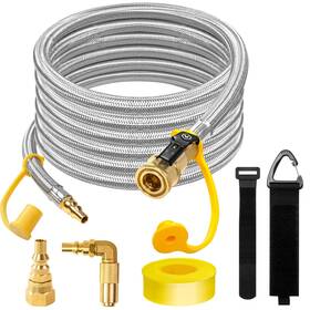 W001001 Wmnvshier 12ft Rv Propane Quick Connect Hose-1/4 Inch Safety Shutoff Valve-rv Dis