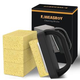 Yellow-4 Wzporzst 1 Heavy Duty Grill Cleaning Bricks With Handle Cleaner Flat Top Stone Pumice