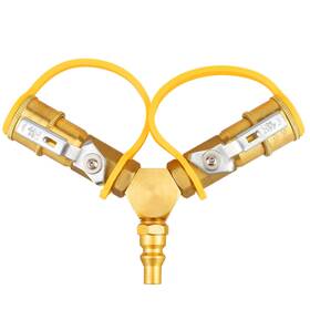 Zjt04 Xastro 1/4 Inch Rv Propane Quick Connect Y Splitter Adapter With Shutoff Valve 2 Way Qui