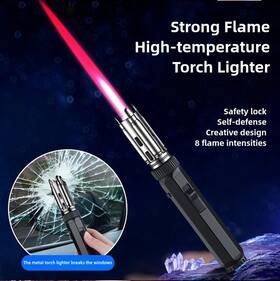 Qtz-1 Yaesina 8.3in Refillable Torch Lighter With Safety Lock Excluding Butane