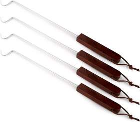 Youeon 445009575587 4 Pack 17 Inch Pigtail Food Flipper With Wooden Handle Stainless Steel M