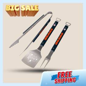 1165034 Youthefan Sportula Series Hot Sale Chicago Bears Spirit 3-piece Stainless Steel Bbq Set