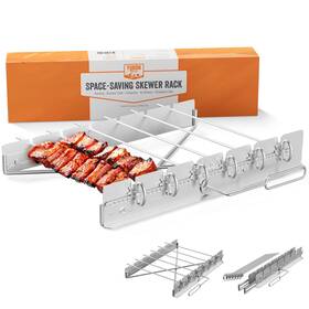 Yg-204m Yukon Glory Kabob Skewer Rack Stainless Steel Rotating Shish Kebab Skewers Set Collapsi