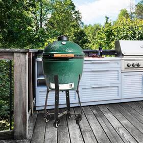 Dldfzj-l00v0 Yuxiangbbq Rolling Cart For Large Big Green Egg Nest With Heavy Duty Locking Caster Wheels