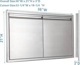 Wbsm-36w21h Yuxiangbbq Outdoor Kitchen Double Access Door 36w 21h Stainless Steel Handleless Grill