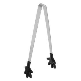 Zaplyte 634149542369 Food Tongs 14.4cm Hand Shape Stainless Steel With Silicon Tips Black