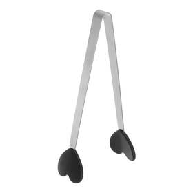 Zaplyte 634149542383 Mini Food Tongs 13.5cm Heart Shape Stainless Steel With Silicon Tips Black
